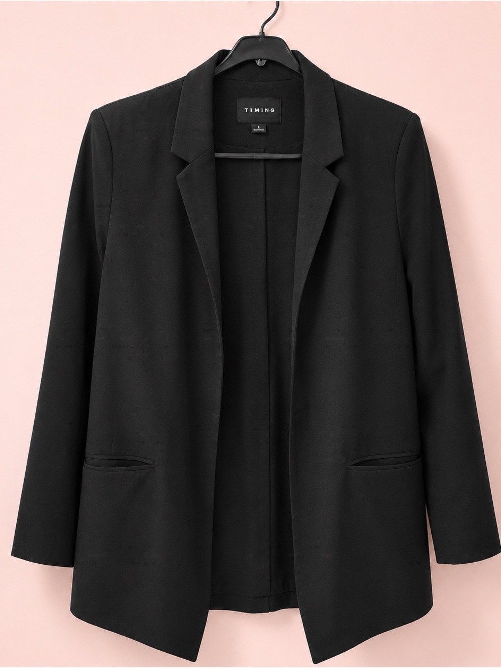 Timing Black Open-Front Women's Blazer